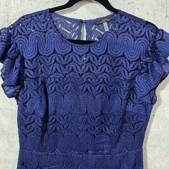 Trina Turk Lace Navy Elegant Dress Women’s Size 10 Medium Wedding Cocktail - Picture 4 of 8